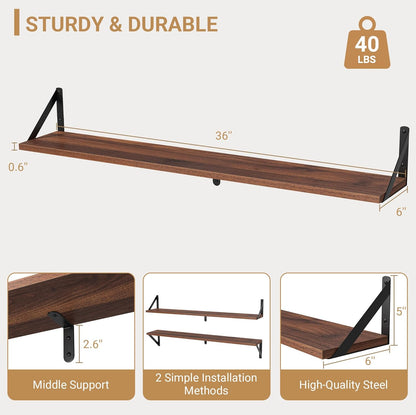 Heimlove Floating Shelves for Wall, 36 Inch Long Wood Floating Bookshelf Set of 3, Wall Mounted