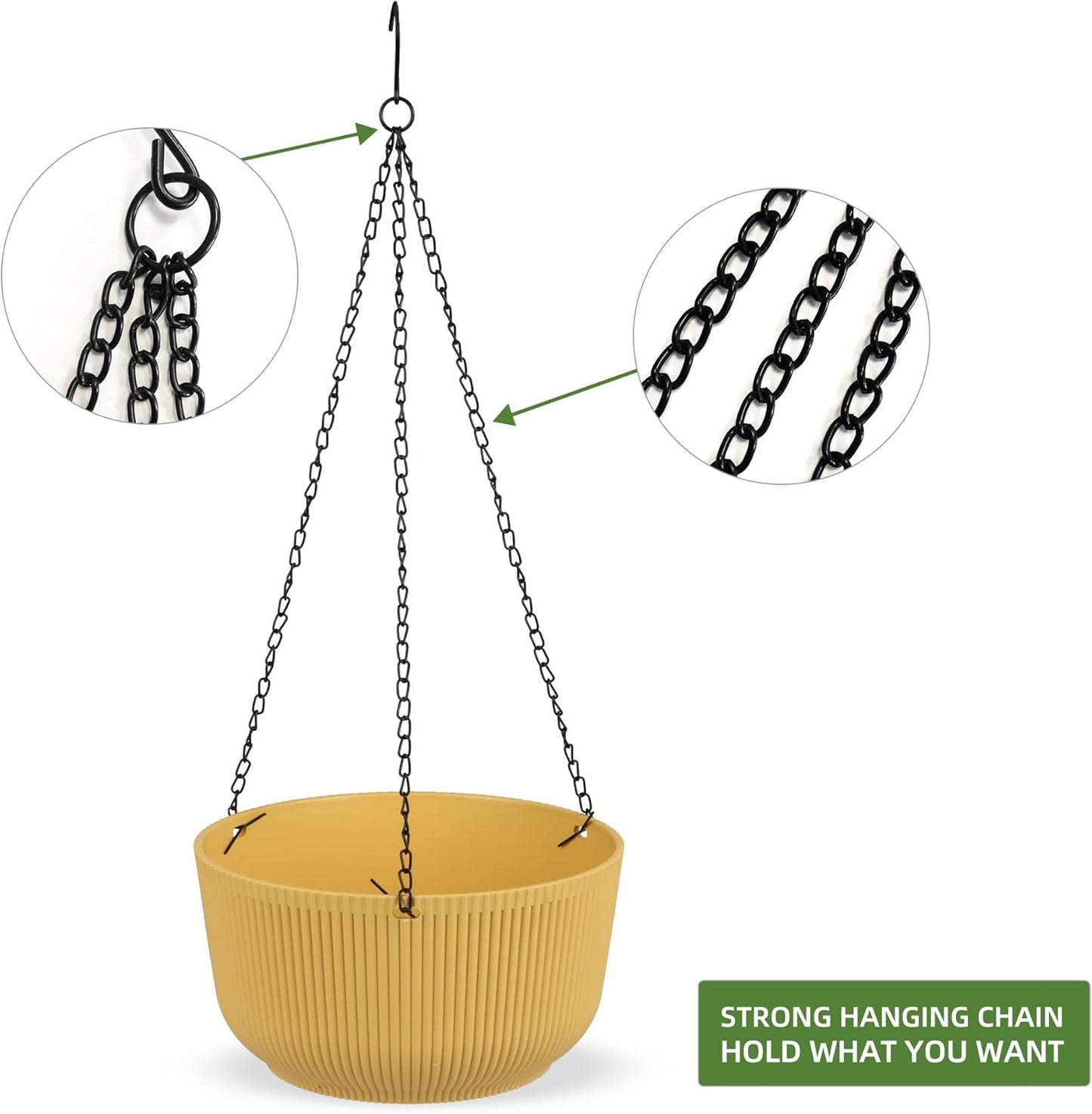 Dexceder 11.2 Inch Self Watering Hanging Planters Indoor Outdoor, Thickened Hanging Basket Flower