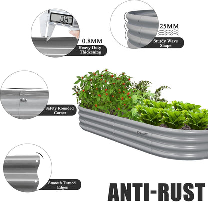 2 Pack 6x3x1FT Galvanized Raised Garden Bed Kit Oval Metal Ground Planter Box Outdoor Bottomless