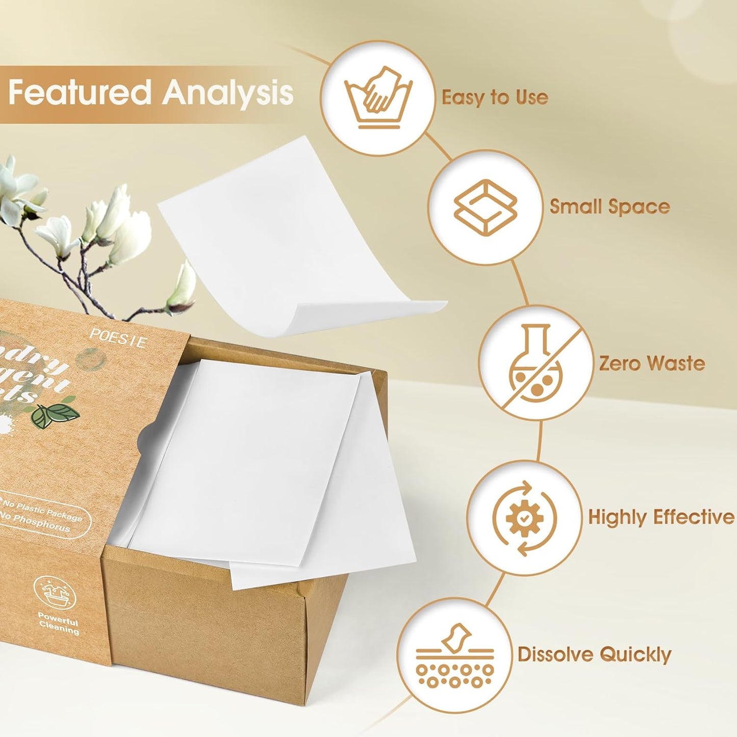 Poesie Laundry Detergent Sheets Magnolia Scent 3 Pack 480 Strips Liquid Less Effective Cleaning
