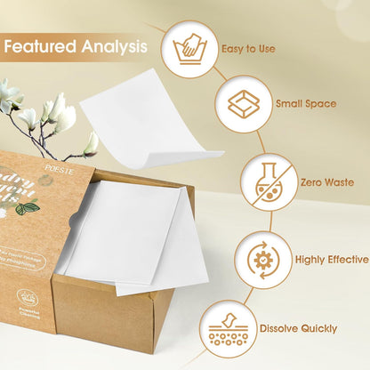 Poesie Laundry Detergent Sheets Magnolia Scent 160 Sheets 80 Large Loads Liquidless Effective