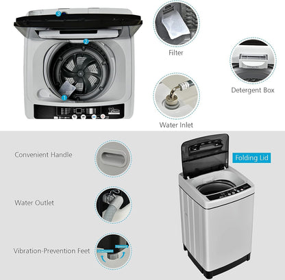 Giantex Full Automatic Washing Machine, 2 in 1 Portable Laundry Washer 1.5Cu.Ft 11lbs Capacity