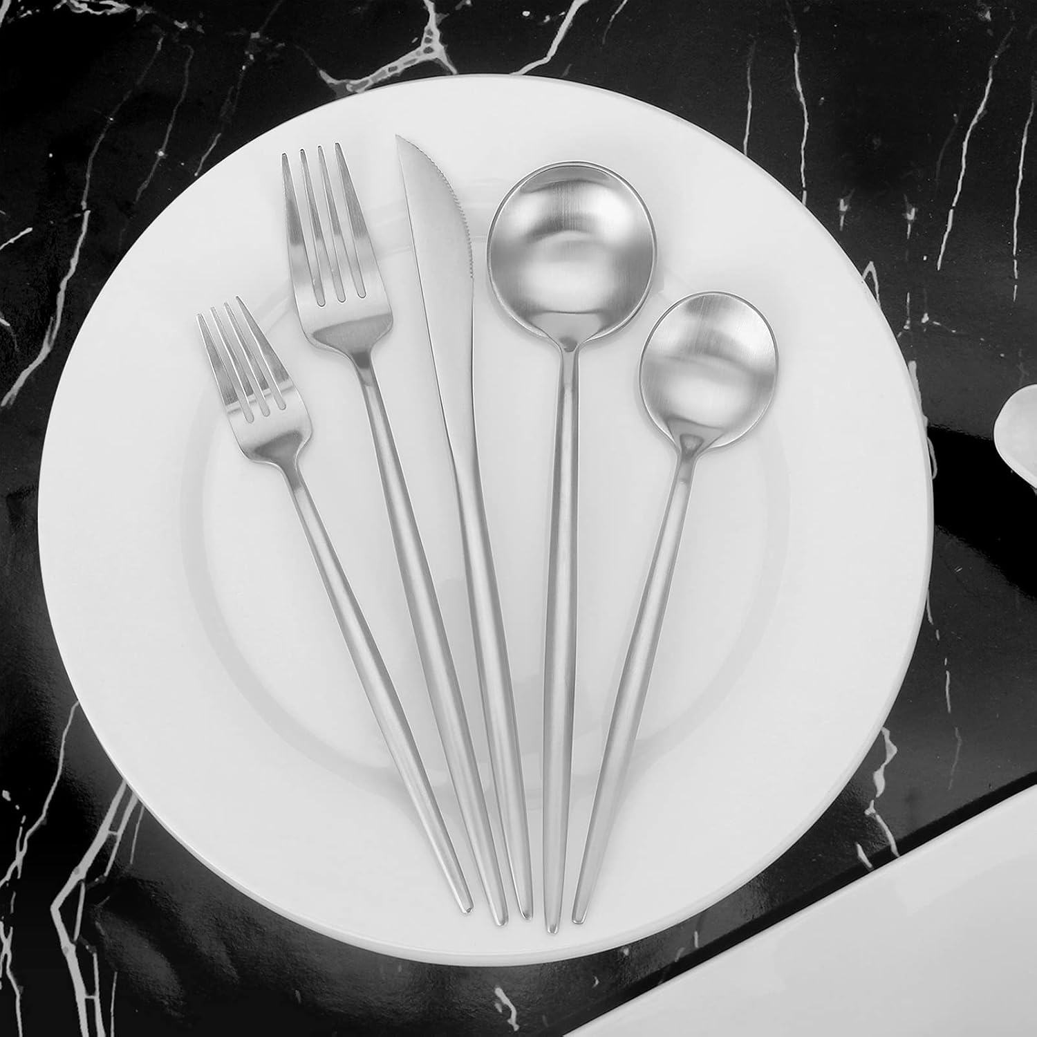 Matte Silverware Set, Vanys 20 Piece Stainless Steel Cutlery Flatware Set, Kitchen Utensil Sets for
