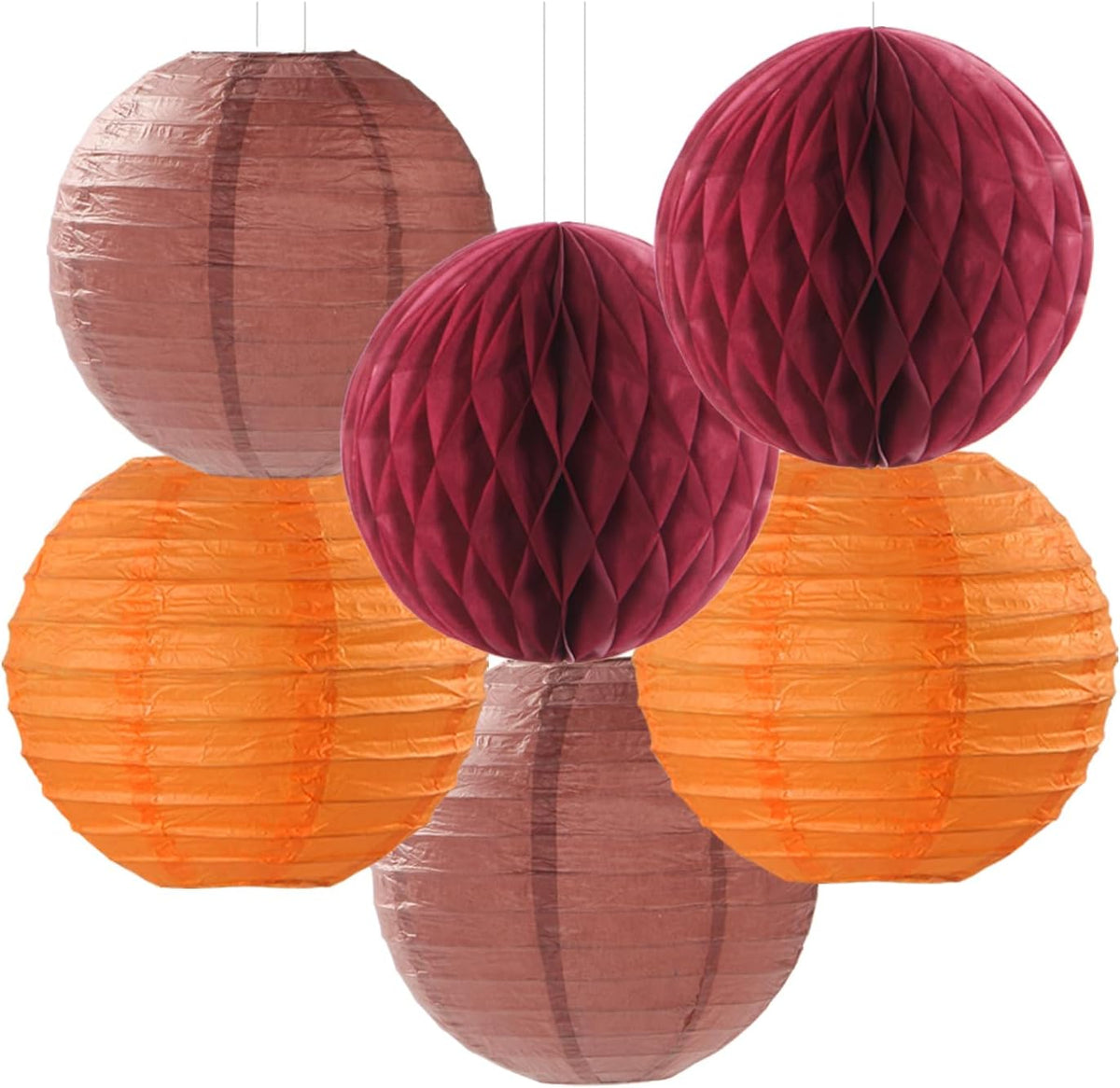 Fall Boho Baby-Shower Party-Decorations Streamers-Lanterns - 14pc Autumn Harvest Brown Orange