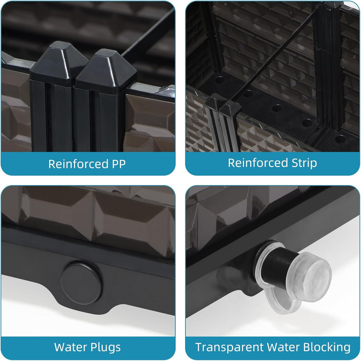 Large Planters for Outdoor Plants 14" Tall Planter Box, Raised Beds for Gardening Self Watering