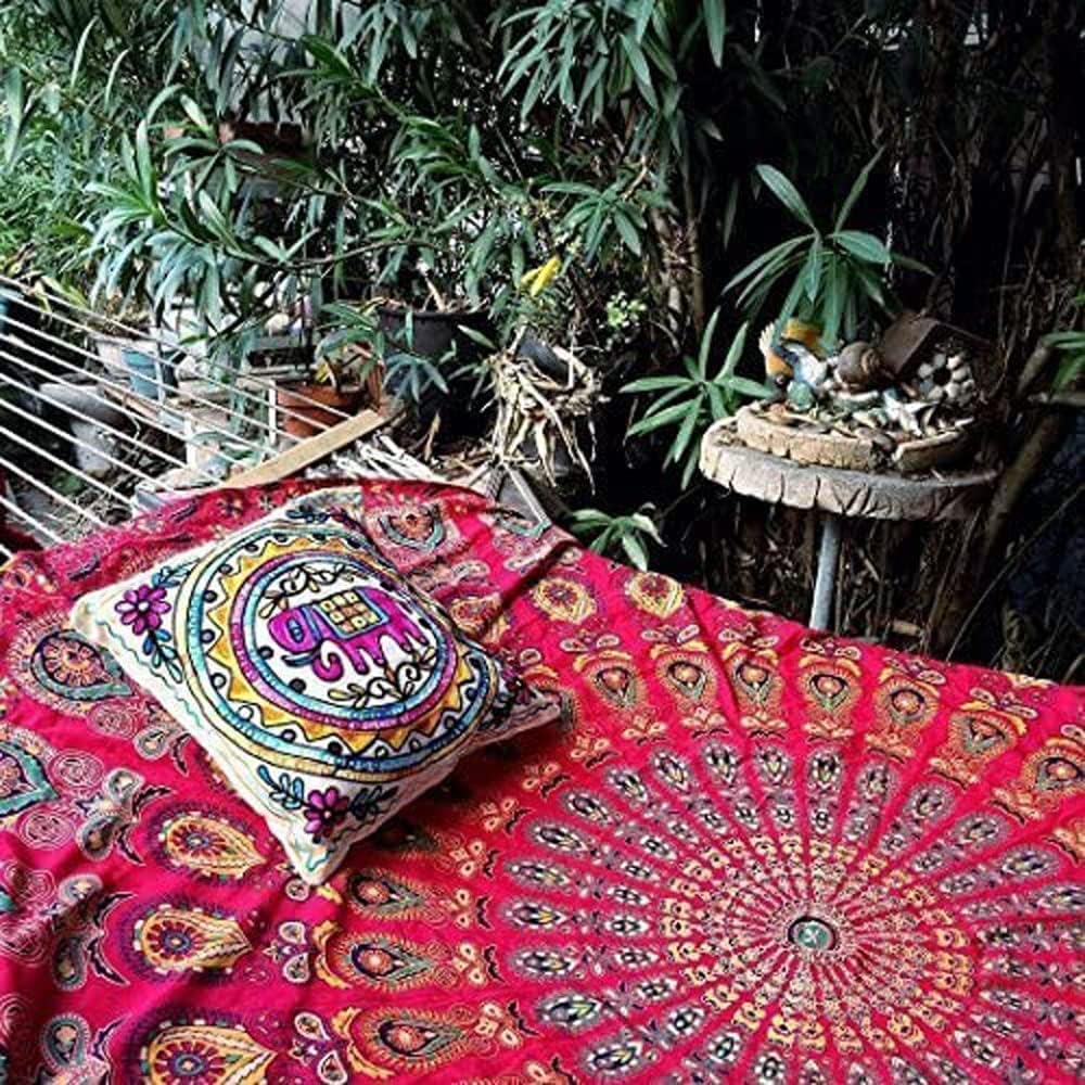 Bless International Handmade Indian hippie Bohemian Psychedelic Peacock Mandala Wall hanging