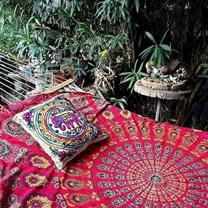 Bless International Handmade Indian hippie Bohemian Psychedelic Peacock Mandala Wall hanging