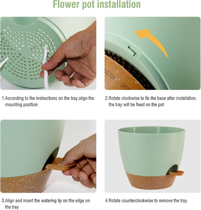 10/9/8 inch Self Watering Pots, Planter, Plant Pots with Mesh Drainage Holes for Indoor Outdoor