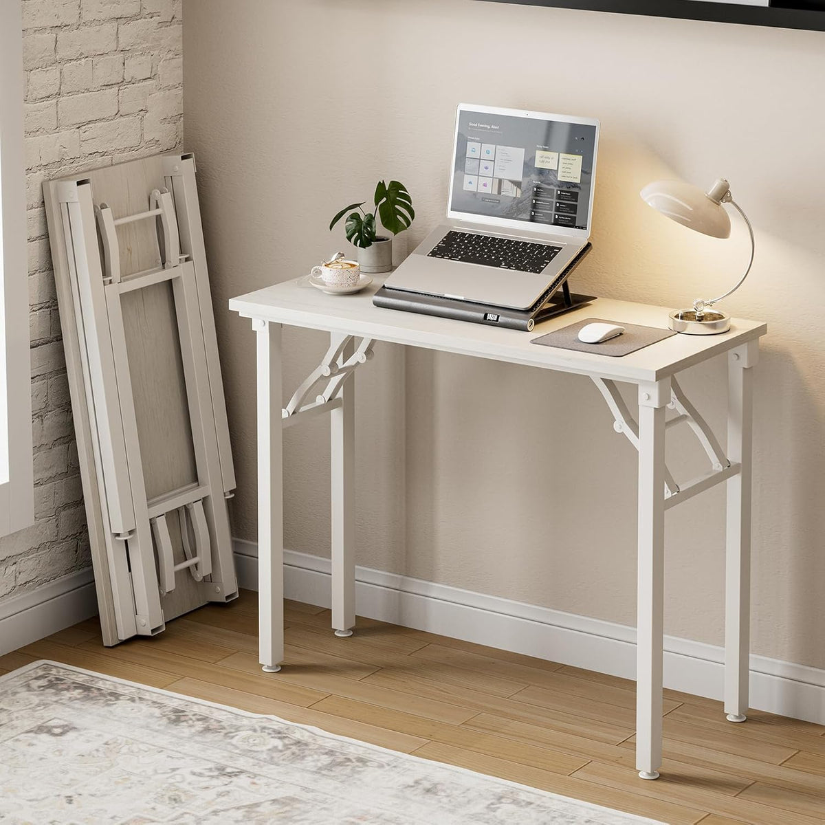 Frylr Small Folding Computer Desk – Portable 35.8 Inch Foldable Laptop Table, Collapsible and