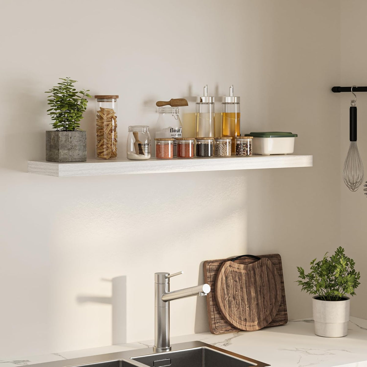 Floating Shelves for Wall,48" W x 9.3" D x 1.5" H, Wooden Wall Mounted Display Shelves with