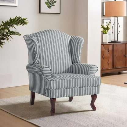 Accent Chair, High Back Upholstered Armchair with High Resilience Sponge & Wood Legs, Mid-Century