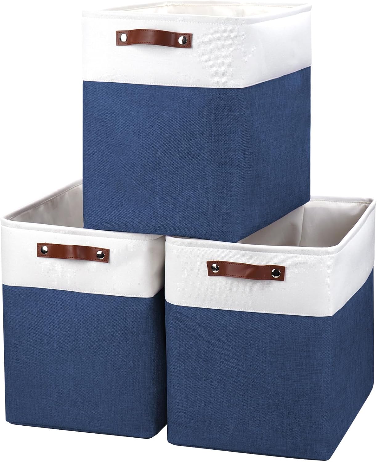 Large Fabric Storage Baskets | 50L Storage Bins, Decorative Linen Closet Baskets with Handles for