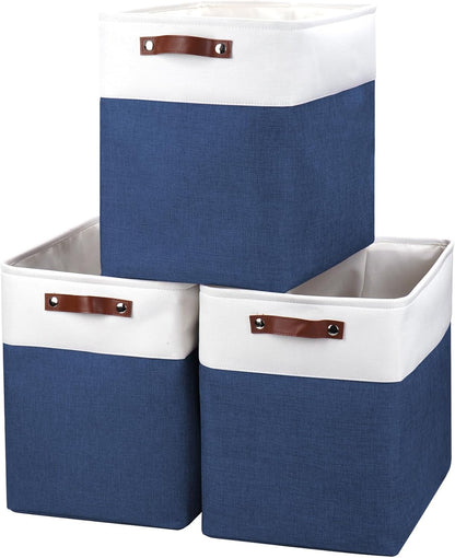 Large Fabric Storage Baskets | 50L Storage Bins, Decorative Linen Closet Baskets with Handles for