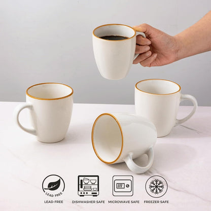 GBHOME Ceramic Coffee Mugs Set of 4, 12oz Stoneware Coffee Mugs Set For Dad Mom Women MEN, Light