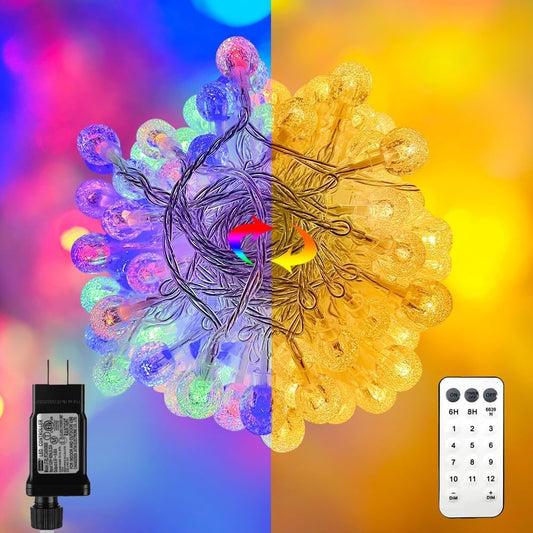 Multicolor Crystal Globe String Lights Plug in 116 Ft. 200 LED 8 Modes with Remote,Waterproof Fairy