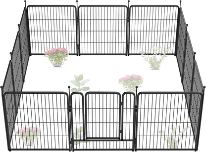 FXW Garden Fence Outdoor for The Yard – 32in(H) x 26.7ft(L) Heavy Duty Metal Animal Barrier for Dog
