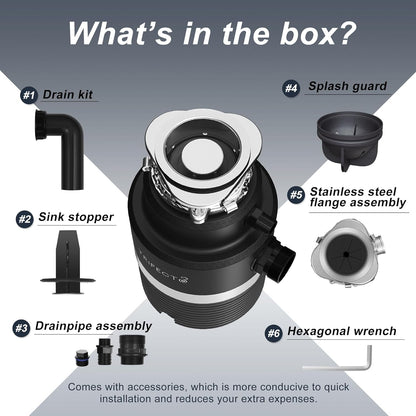 Trifecte Series 1 HP Continuous Feed Garbage Disposal with Sound Reduction, Power Cord, Stainless