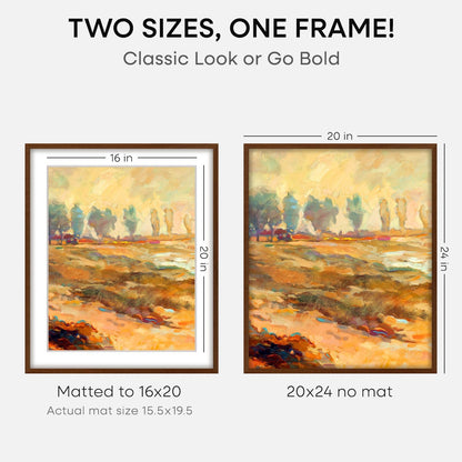 Homeforia 20x24 Picture Frame Brown, High End Dark Oak 20x24 Walnut Wooden Poster Frames with Mat
