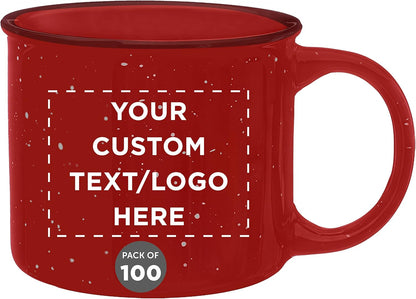 DISCOUNT PROMOS Custom Ceramic Campfire Coffee Mugs 13 oz. Set of 100, Personalized Bulk Pack