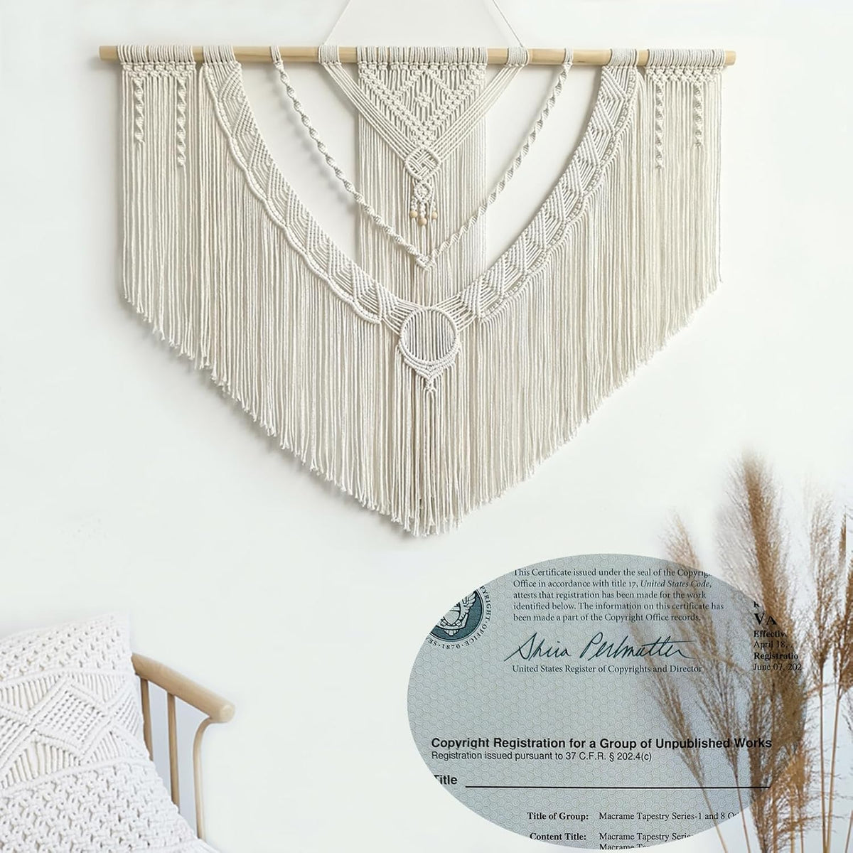 Achart Macrame Wall Hanging Large- Boho Wall Decor- large wall art- Wall Decor Living Room- Macrame