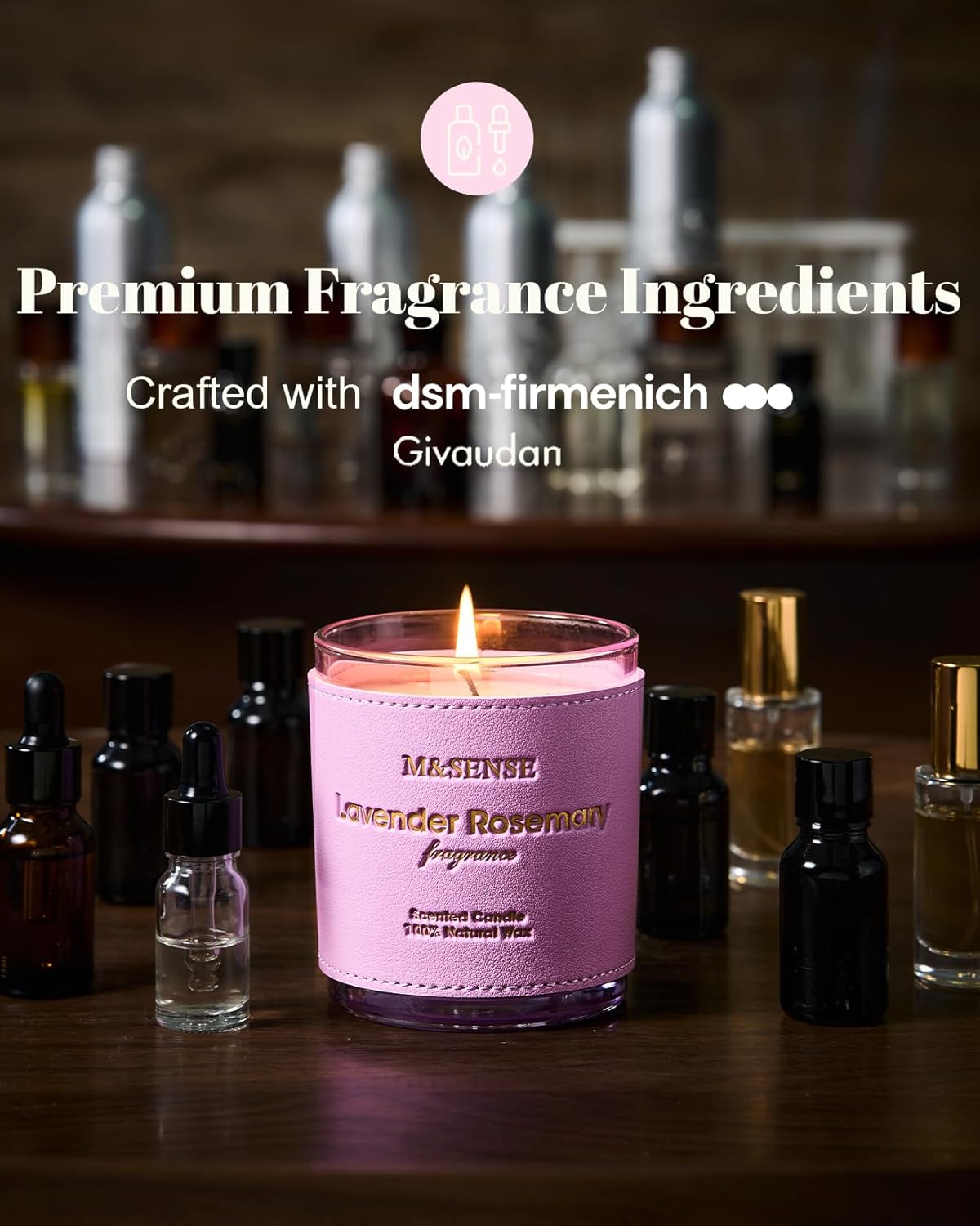 M&SENSE Mint Lavender Scented Soy Candles - Vegan, Heavy Scented, No Toxin Relaxing Candles for