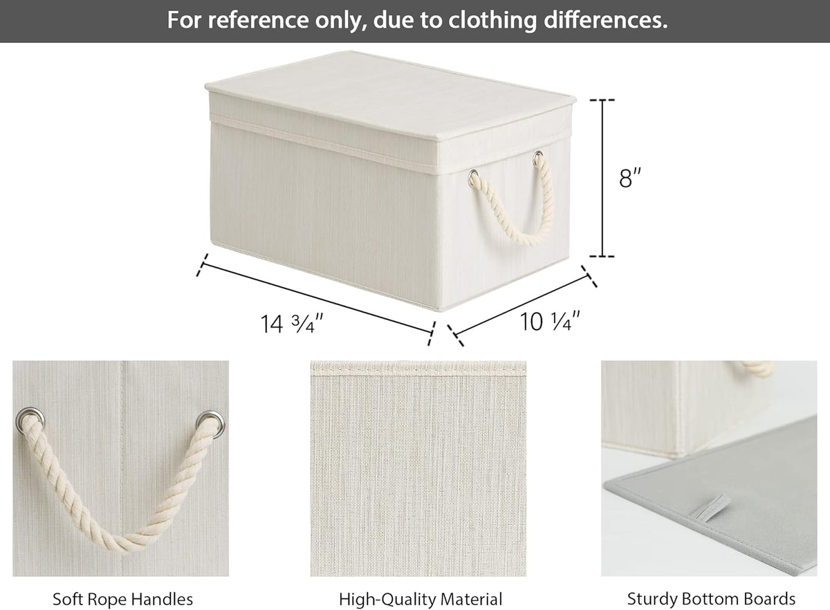 StorageWorks Large Storage Bins with Lids, Decorative Storage Boxes with Lid and Soft Rope Handles