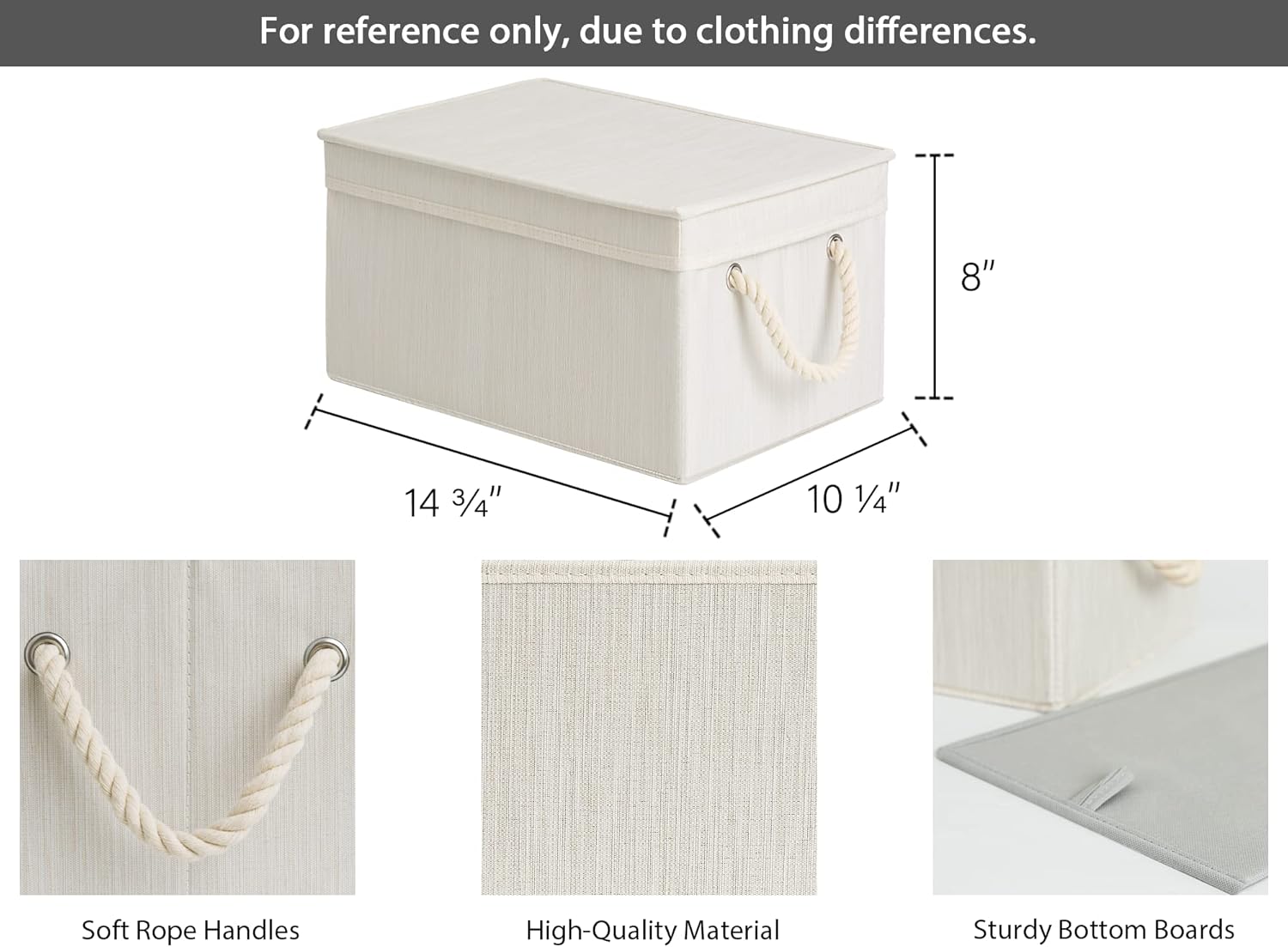 StorageWorks Large Storage Bins with Lids, Decorative Storage Boxes with Lid and Soft Rope Handles
