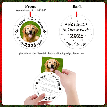 WaaHome Picture Frame Dog Memorial Christmas Ornaments 2025 - Forever in Our Hearts Pet Memorial