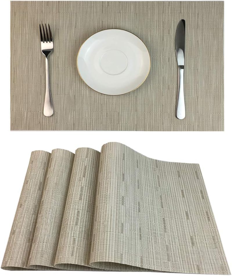WAZAIGUR Placemats Set of 4 for Dining Table Heat-Resistant Washable Place Mats Woven Vinyl Kitchen