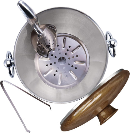 Ice Bucket with Lid, Scoop, Tongs and Strainer - Well Made Insulated Stainless Steel Keep Ice
