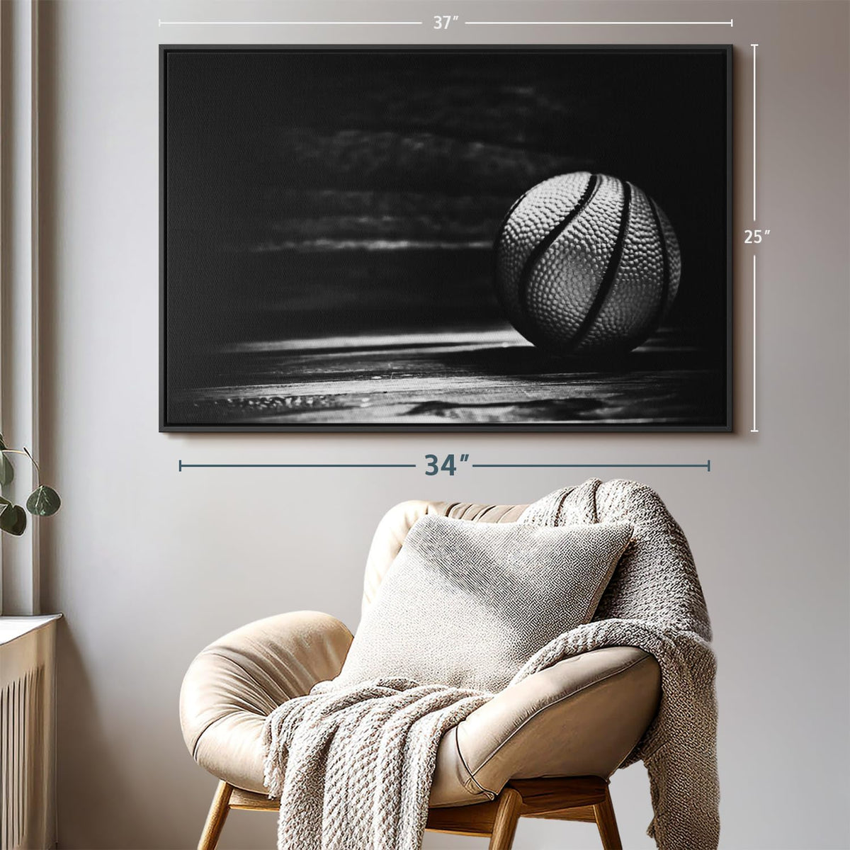ElephantStock Basketball Wall Art - Horizontal Framed Canvas - 1-Piece Hallway Wall Decor