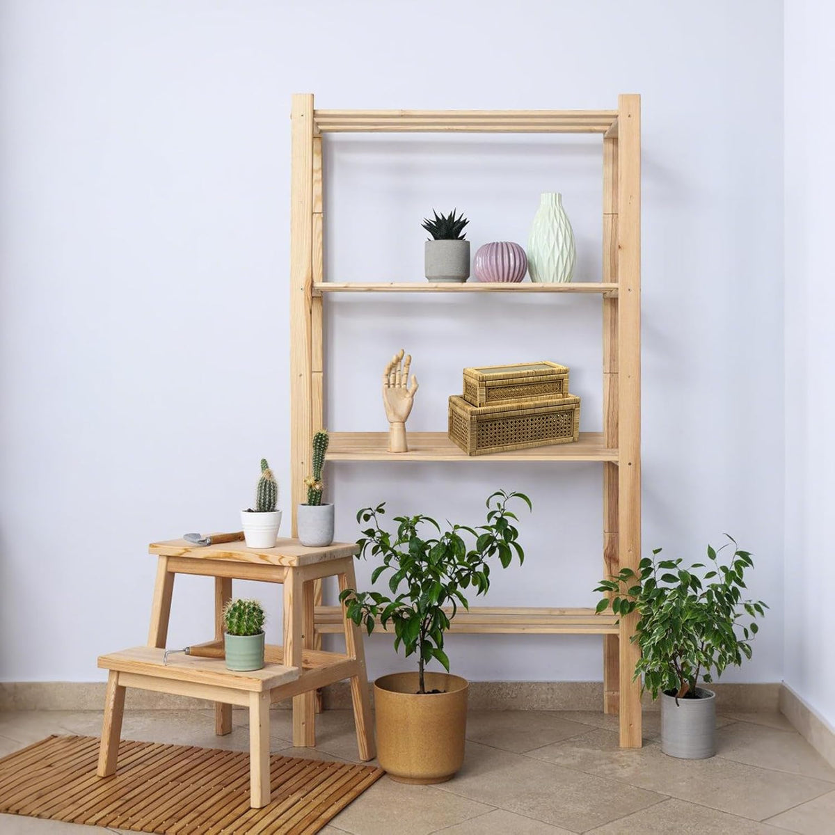 Rattan Box for Home Decor with Lid - Rectangular Coastal Bohemian Style Stackable Decorative