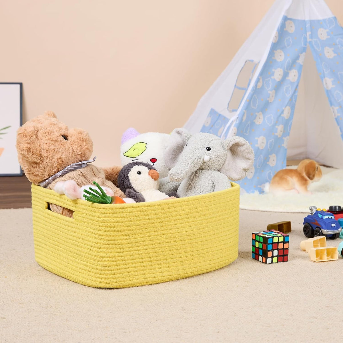 Large Storage Baskets for Shelves, Closet Organizers Bins for Clothes Blanket Towels, Baby Nursery