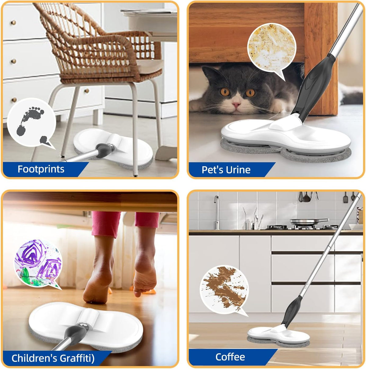 Electric Mop for Floor Cleaning, As Seen On TV, Cordless Spin Mopper Motorised Electric Mops for