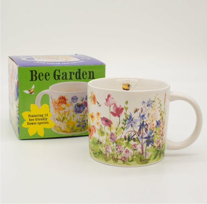 The Unemployed Philosophers Guild Bee Garden Coffee Mug - Features Beautiful Watercolor Flowers and