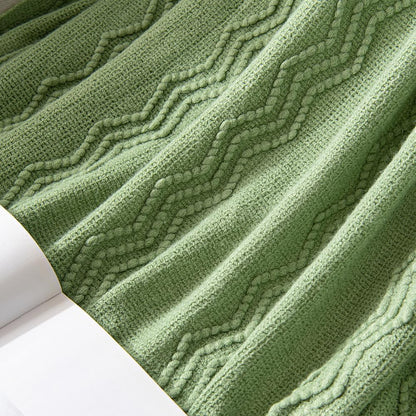 MIULEE Sage Green Knitted Throw Blanket for Couch Textured Spring Knit Blanket with Tassels Cozy