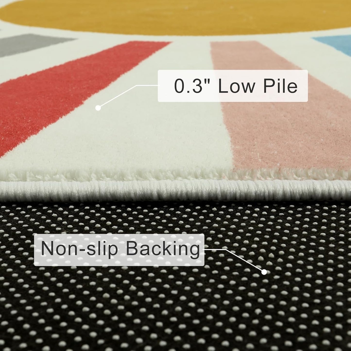 STARUIA Boho Washable Rug 3'x5' Kids Area Rug for Playroom, Colorful Kids Rugs for Bedroom