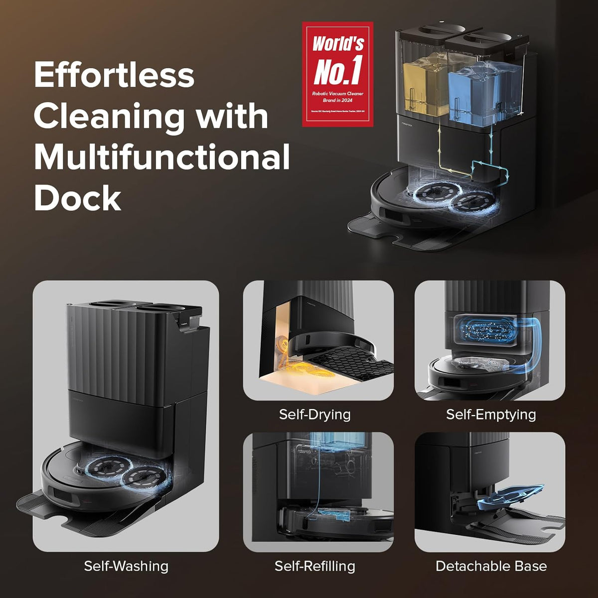 roborock Qrevo S Robot Vacuum and Mop, Self-Drying, Auto Mop Washing, 7000Pa Suction, Self-Emptying