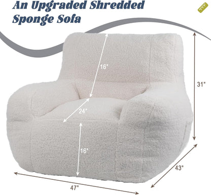 Giant Bean Bag Chair, Lambswool Bean Bag Chair for Adults, Eco-Friendly Filling Soft Bean Bag