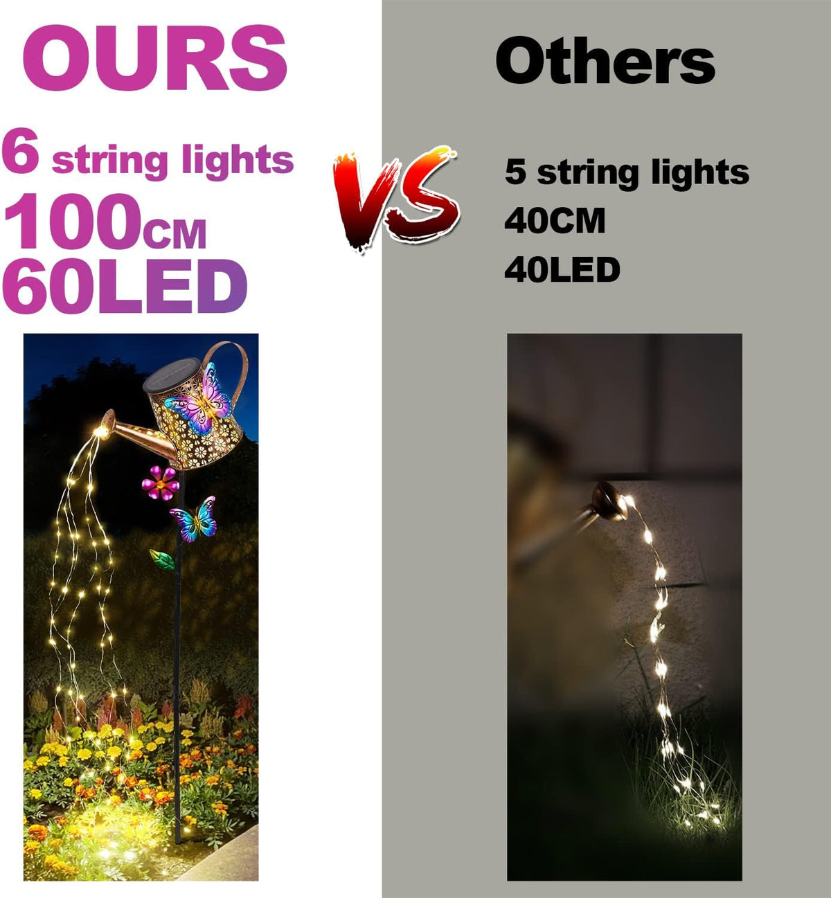 Solar Watering Can with Lights Outdoor Garden,Waterproof Garden Stake Lights Decoration for Yard