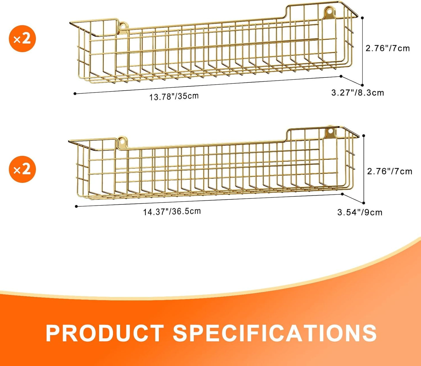 Spice Rack, 4-Pack Seasoning Organizer Wall Mount for Kitchen Storage Organization, Spice Holder