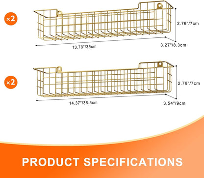 Spice Rack, 4-Pack Seasoning Organizer Wall Mount for Kitchen Storage Organization, Spice Holder