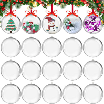 20PCS Christmas Ornaments,5CM Clear Plastic Ornaments Balls,Clear Christmas Ornament for