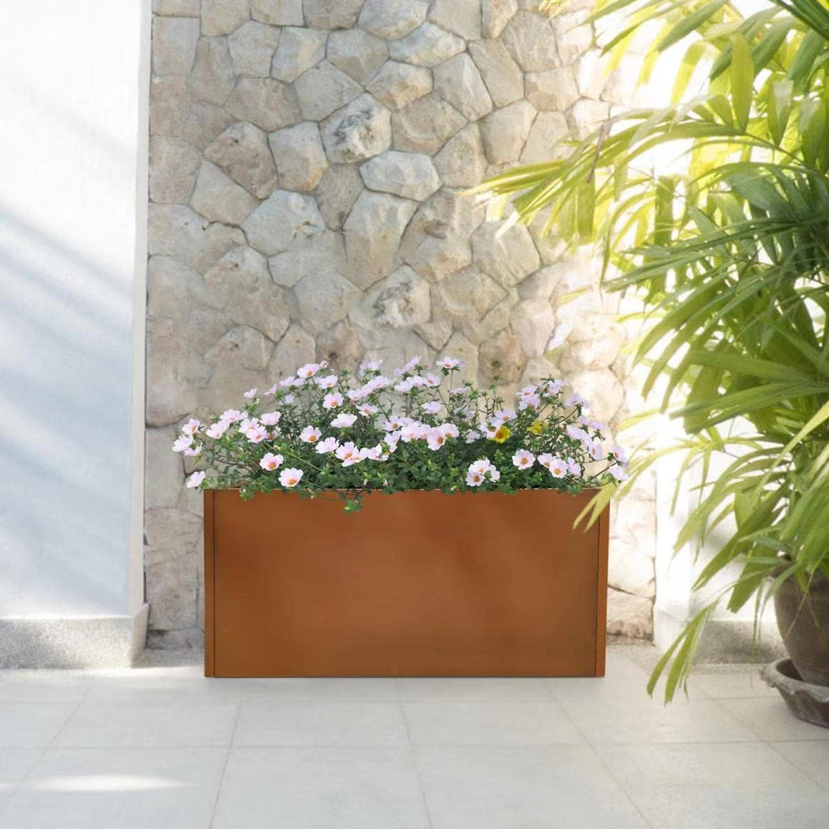 Corten Steel Planter Box Metal Outdoor Large Rectangular Rustic Durable Antique Detached for