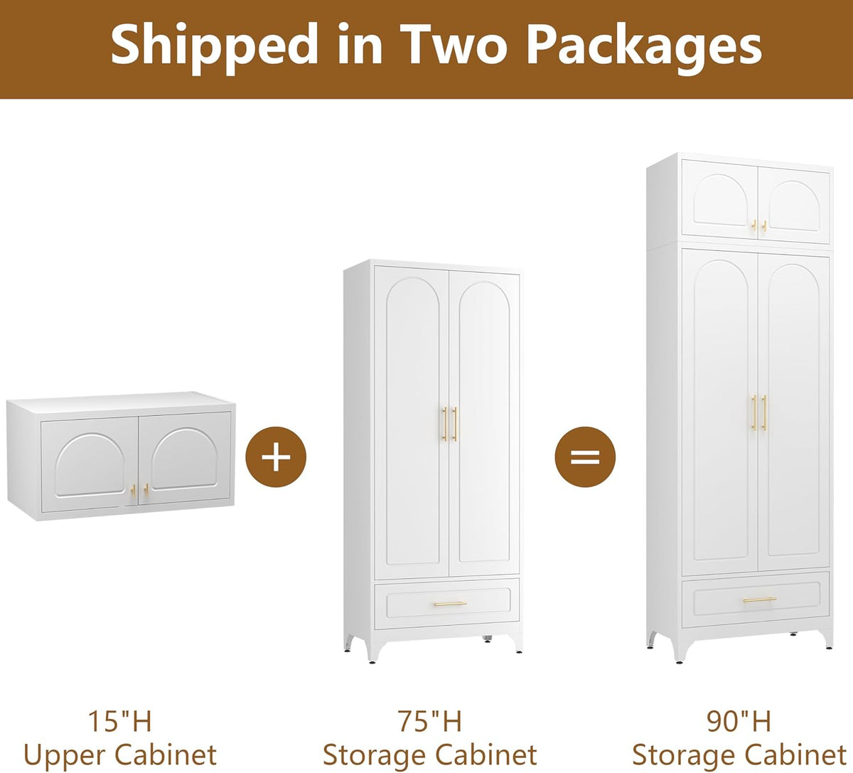 Kitchen Cabinet, 90" Tall Metal Pantry Cabinet, Freestanding Cupboards with One Drawer, Food