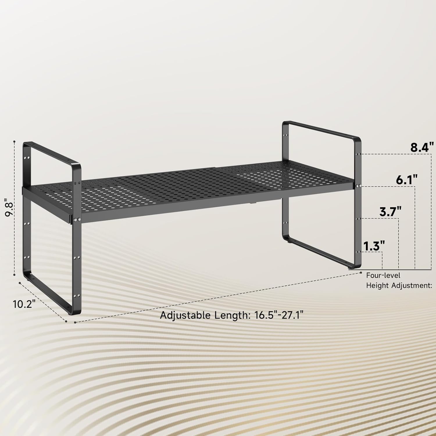 Hole Pattern Expandable Shelf Organizer,1Pack 10.2" Wide Easy to Assemble Cabinet Organizer Shelf