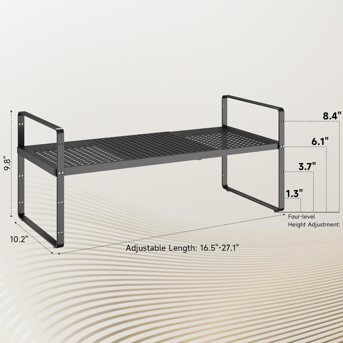 Hole Pattern Expandable Shelf Organizer,2Pack 10.2" Wide Easy to Assemble Cabinet Organizer Shelf
