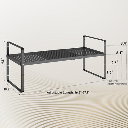 Hole Pattern Expandable Shelf Organizer,2Pack 10.2" Wide Easy to Assemble Cabinet Organizer Shelf