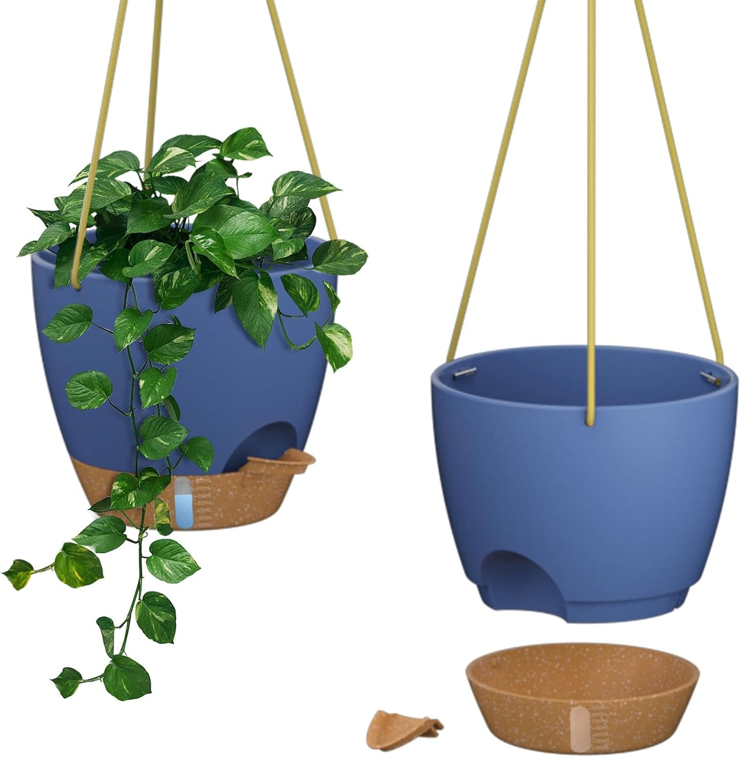 ZMTECH 10 Inch Hanging Planters for Indoor Outdoor Plants, 2 Pack Self Watering Hanging Plant Pots