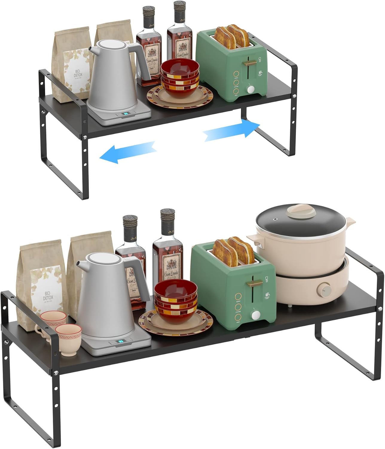 iPEGTOP Expandable Cabinet Storage Shelf Organizer Rack, Heavy Duty Cupboard Stand Spice Rack